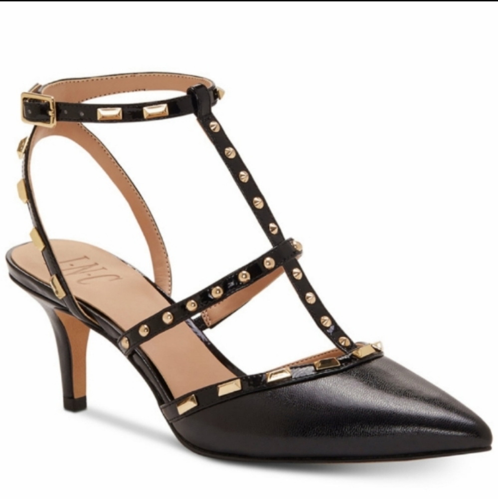 NWT Black studded INC Karma heels